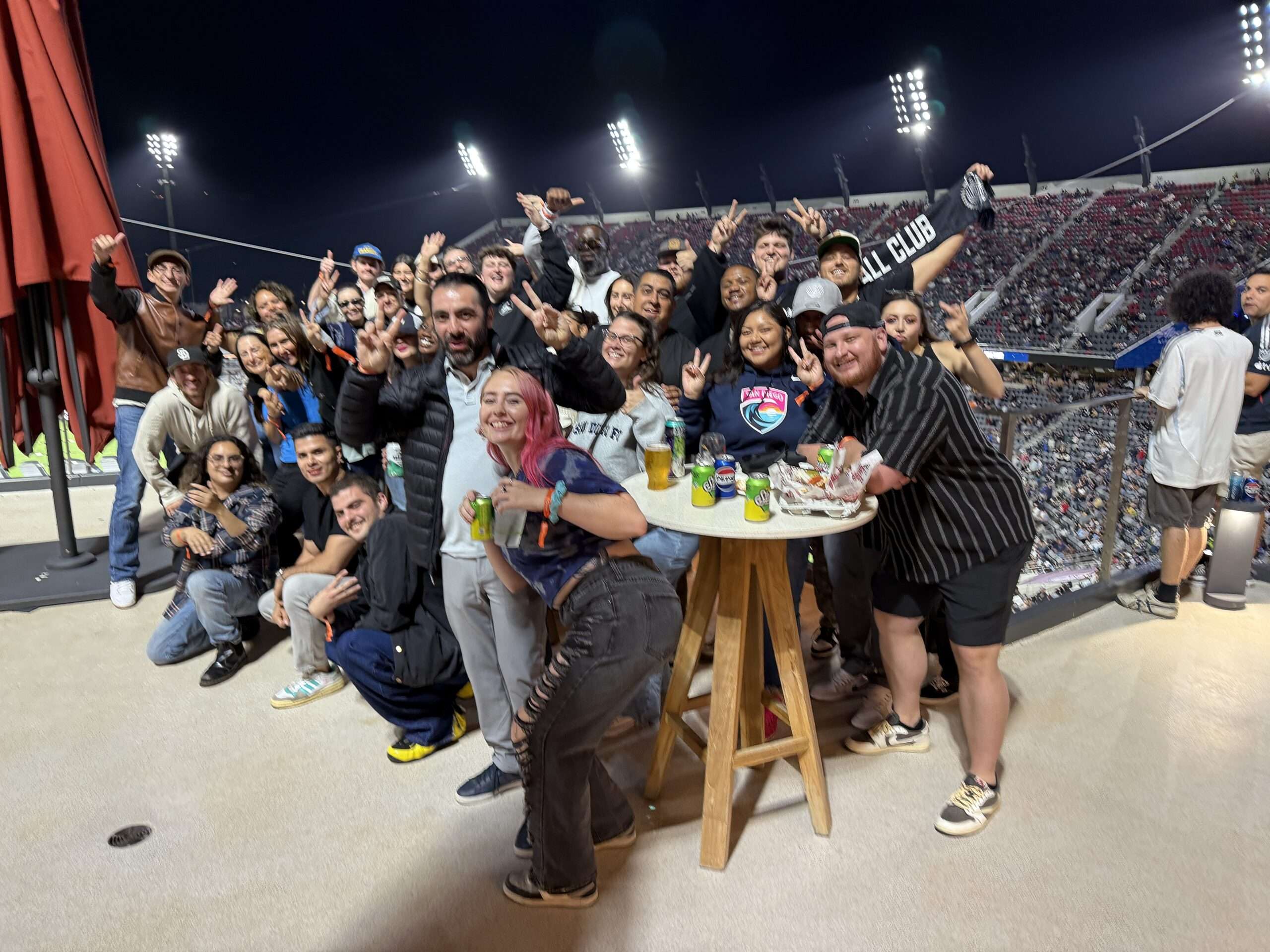 The NSBA team at a San Diego FC game